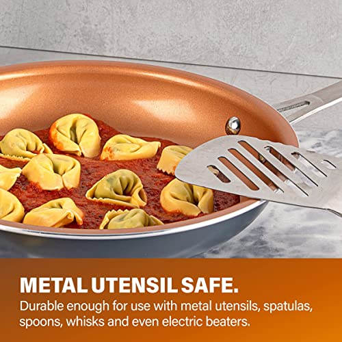 Hammered Copper Nonstick Fry Pan with Lid, 10 Inch Ceramic Cookware Z4600