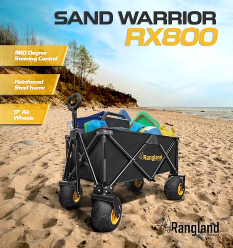 Folding Beach Utility Cart with Large Balloon Wheels, Rustproof Steel Frame H863