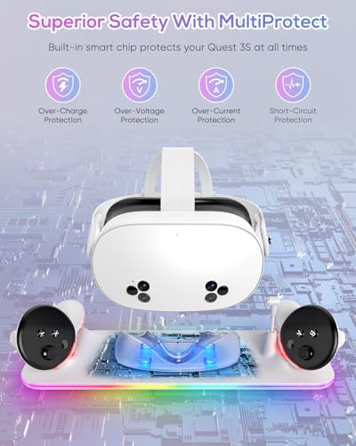 Magnetic Charging Station for VR Headset and Controllers with RGB Light Y7308