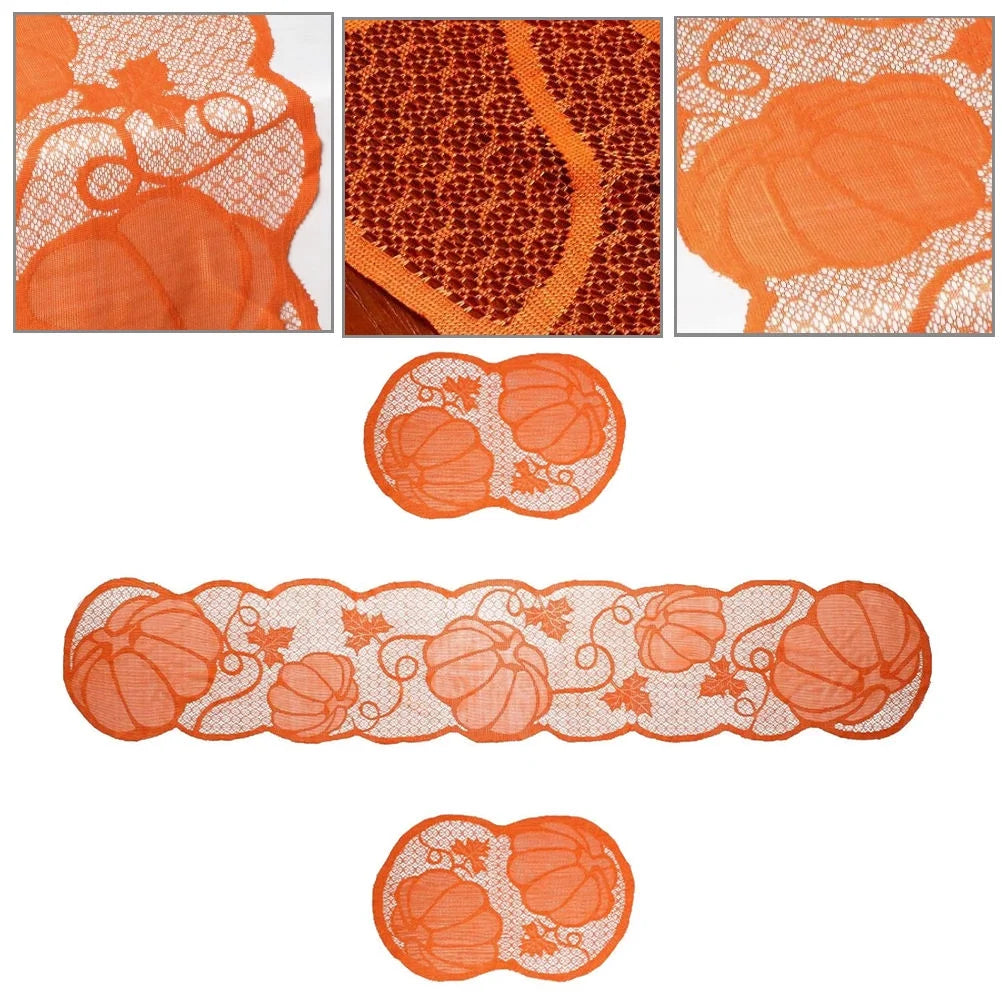 Hollowed Pumpkin Table Runner Set of 3 for Thanksgiving M362