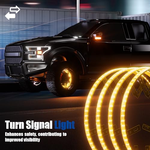Wheel Lights for Truck - RGB Rim Light for Car/SUV - Wheel Well Ring Lights with Sequential and Multi-Color, Waterproof DC 12v C3041