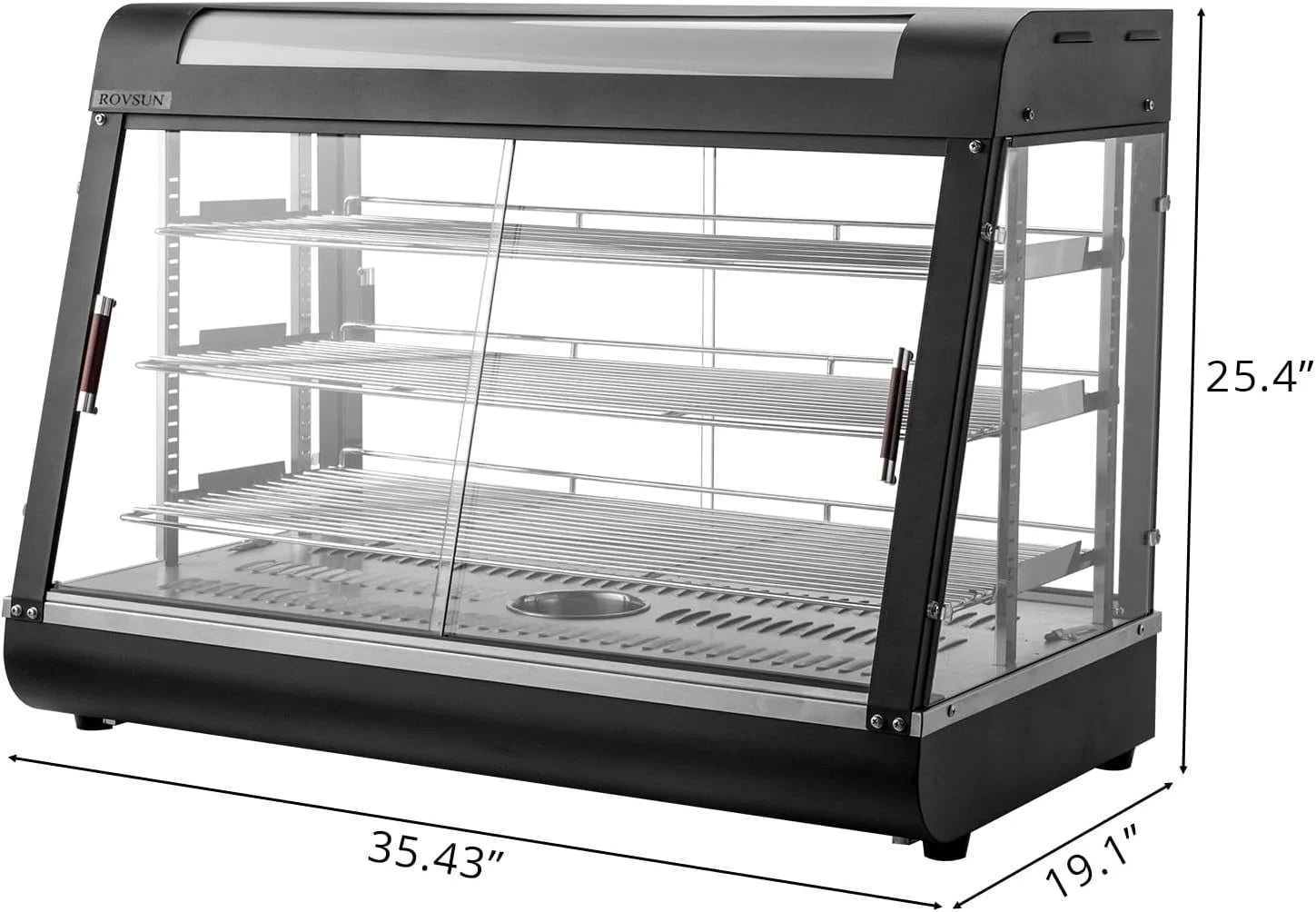 3-Tier Electric Pizza Warmer Display Case with LED Lighting and Glass Door C892