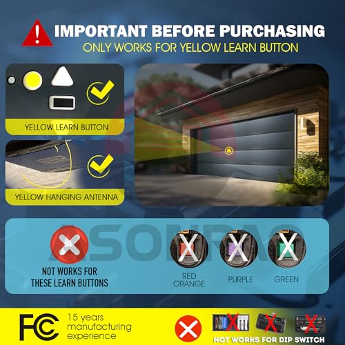 Chamberlain Garage Door Opener Remote Yellow Learn Button (2 Pack) Q368