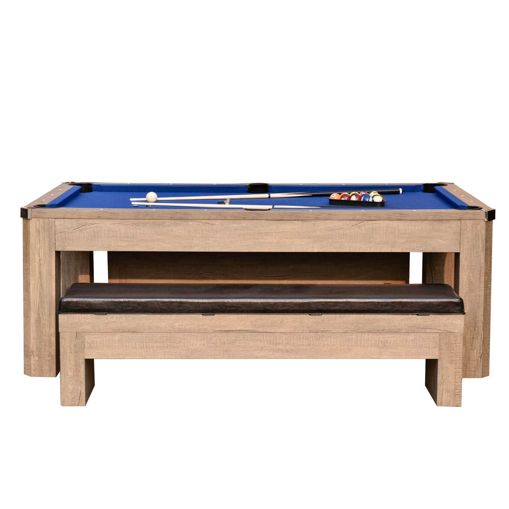 7-ft Pool Table Combo Set with Benches, Rustic Gray G46451