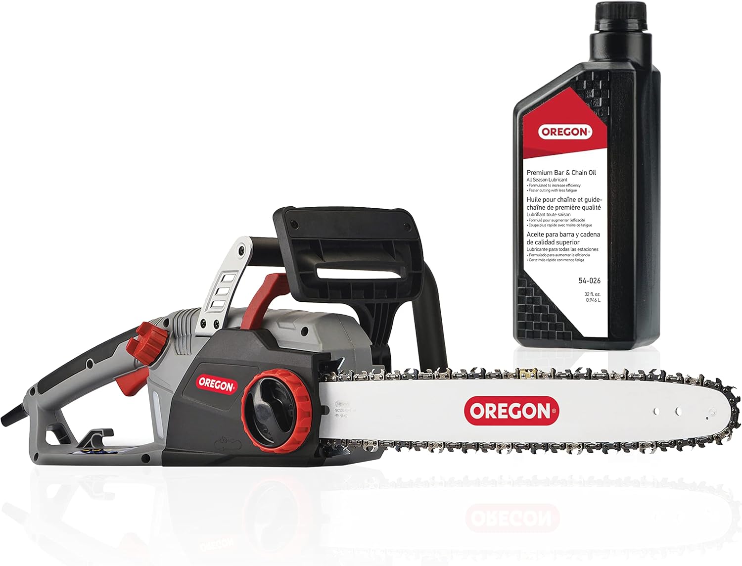 Oregon CS1500 18-inch 15 Amp Self-Sharpening Corded Electric Chainsaw, with Integrated Self-Sharpening System (PowerSharp) and Chain Brake for Safety, 120V
