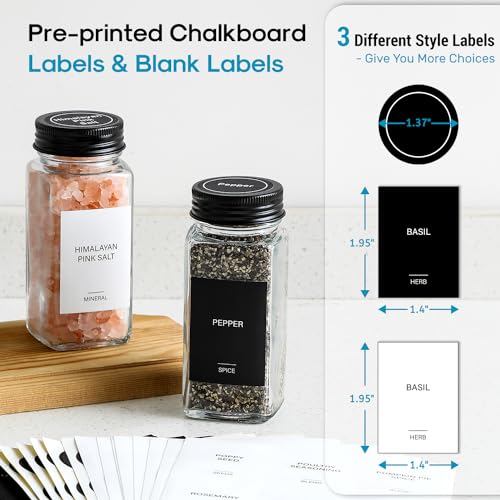 14 Pcs Glass Spice Jars with Labels, 4oz Square Bottles with Shaker Lids A771156