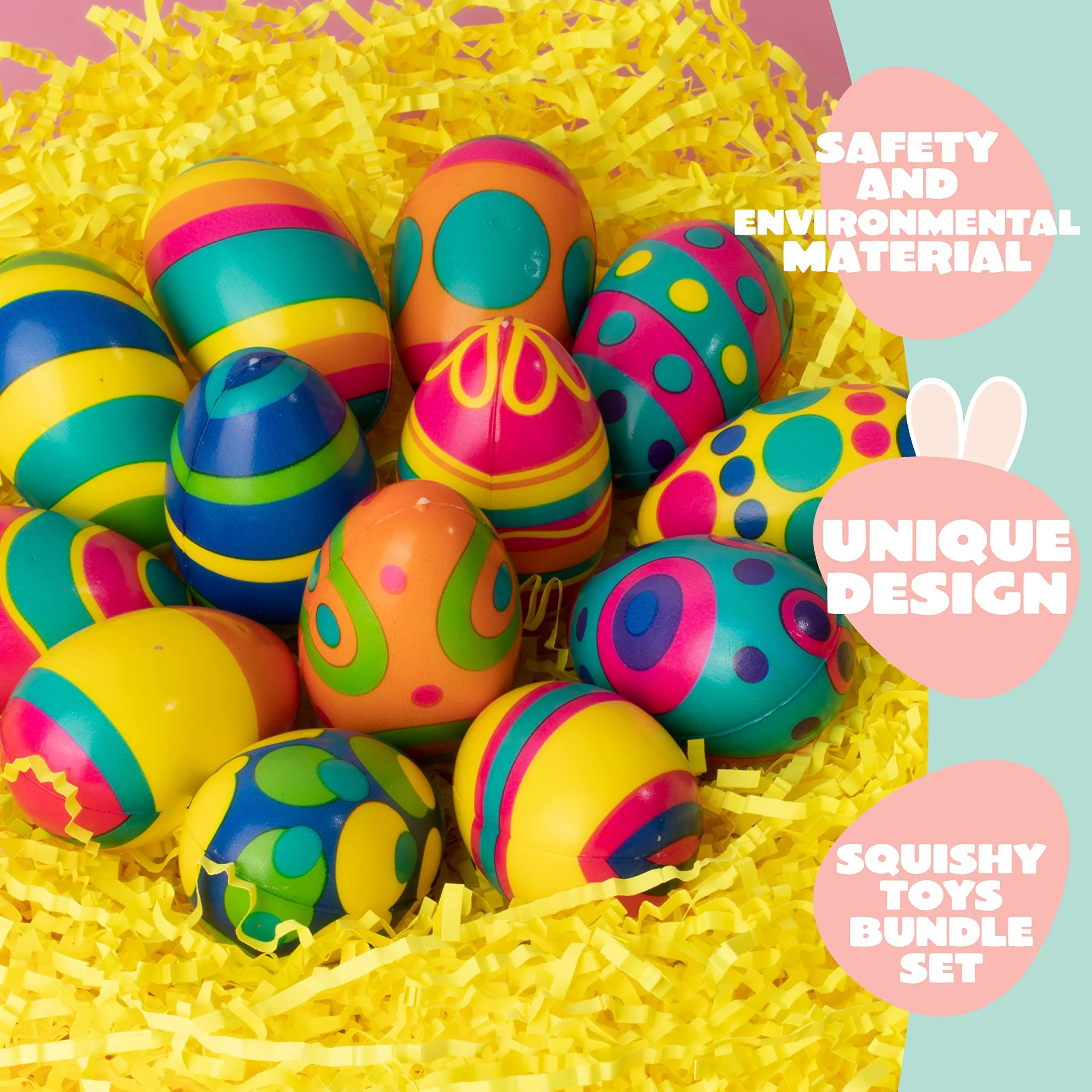 24 PCS Colorful Squishy Eggs for Easter Egg Hunt, Slow Rising Stress Relief Toys Q68681