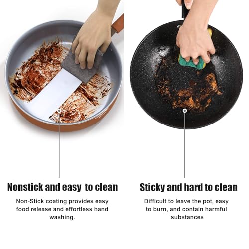 Copper Nonstick Frying Pan 12-Inch with Lid, Induction Safe U8814