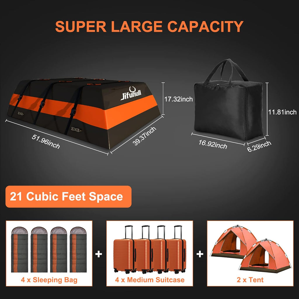 Rooftop Cargo Carrier Bag 21 Cubic Feet, Waterproof Soft-Shell Roof Rack with Anti-Slip Mat M640