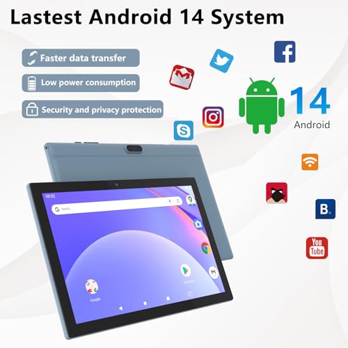 10 Inch Android 14 Tablet with Keyboard, 8GB RAM, 64GB Storage H38978