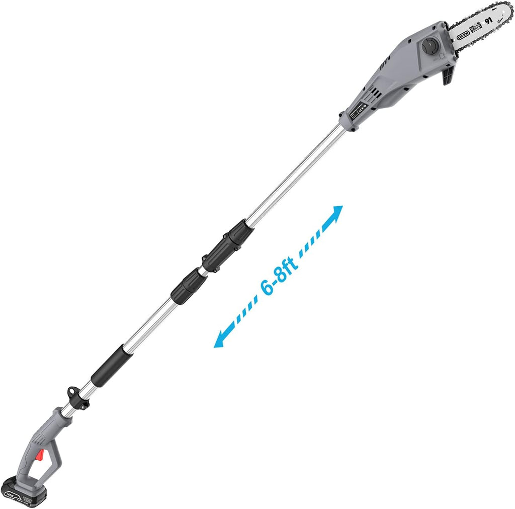 SALEM MASTER Pole Saw for Tree Trimming, Electric Telescopic Pole Chain Saw with Extension Up To 12 FT, 8-Inch Blade 20V Max Battery Powered Tree Trimmer