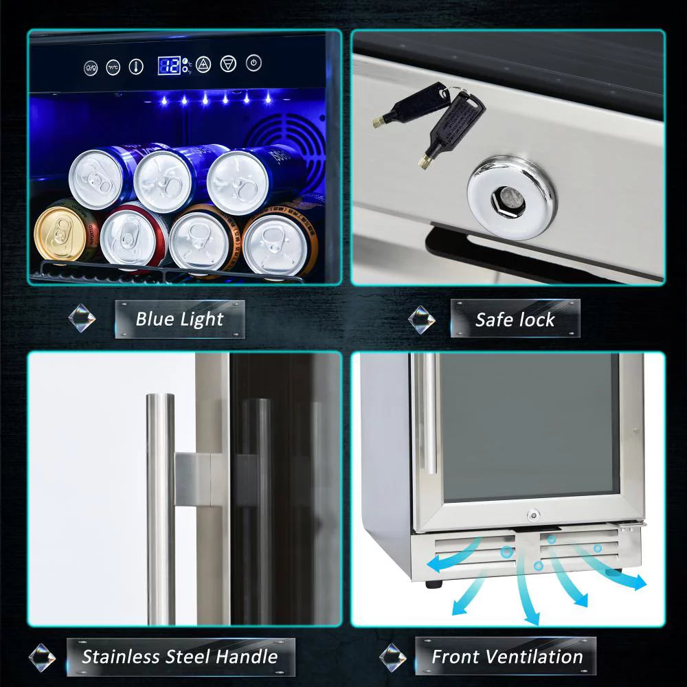15 Inch Built-in Beverage Refrigerator with Clear Glass Door C162
