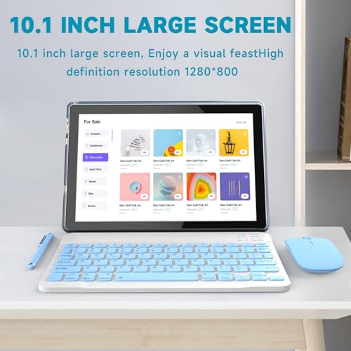 10 inch 2 in 1 Tablet with Keyboard Mouse Case Stylus, 8GB+64GB, IPS Touch Screen G53405