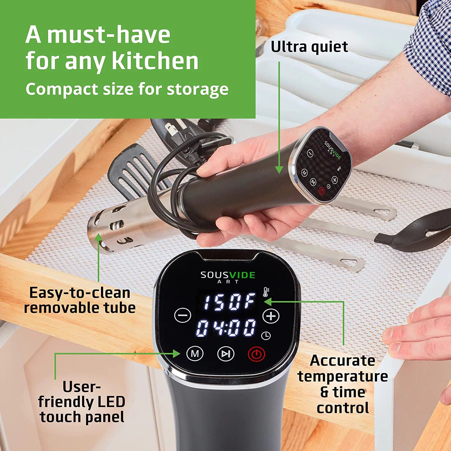 Sous Vide Cooker 800W with Digital Timer and Recipe Book F319