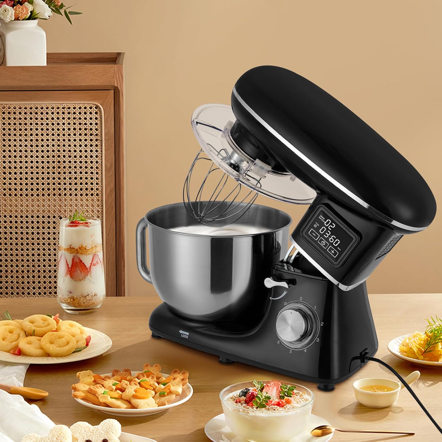 6.5QT Stand Mixer, 1350W 6 Speed Tilt-Head, Electric Kitchen Mixer F361698