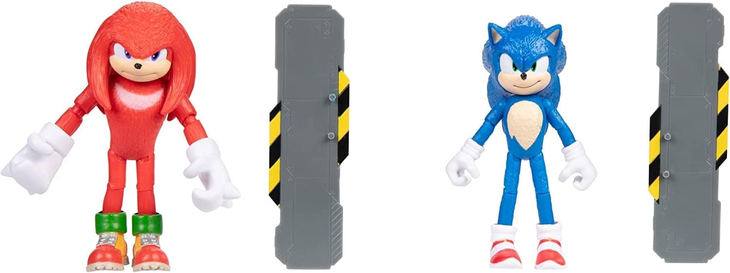 Sonic the Hedgehog Sonic 2 Movie 4" Action Figure 2 Pack - Sonic & Knuckles , Red