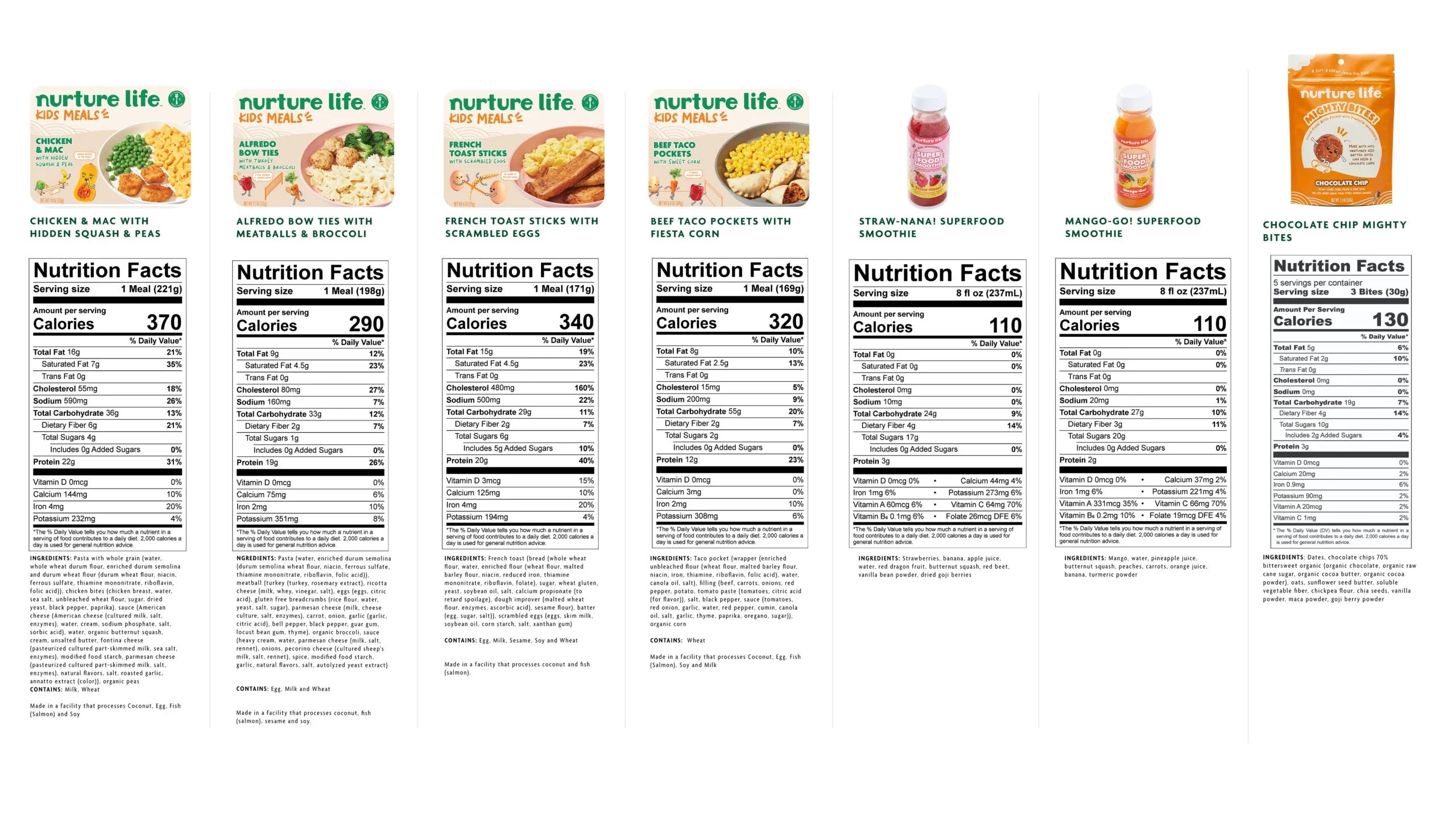 Toddler & Kid Food Sampler: 4 Meals, 2 Smoothies & a Snack K449341