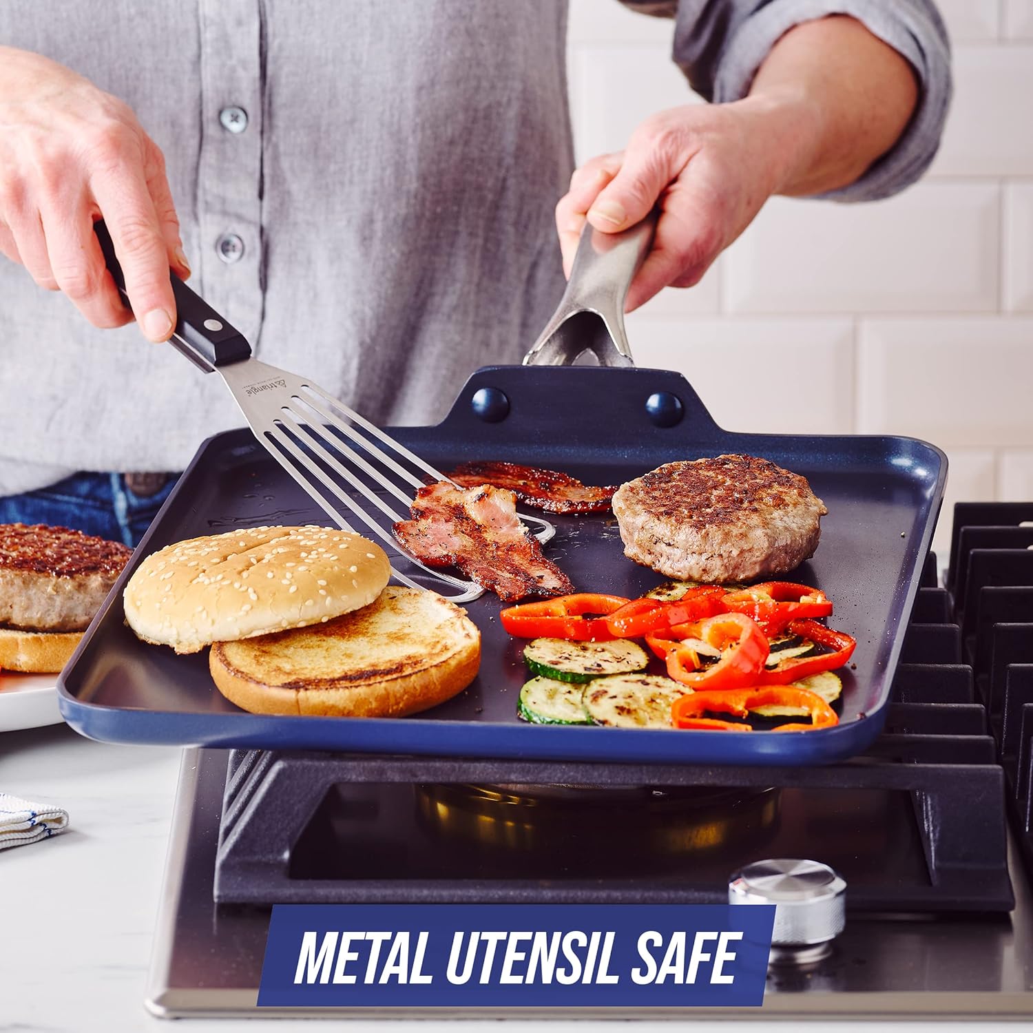 Nonstick Griddle Pan and Frying Pan Set, PFAS-Free E696882
