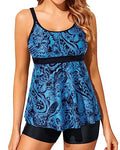 Yonique Two Piece Tankini Bathing Suits for Women Tummy Control Swimsuits with Boy Shorts Modest Swimwear