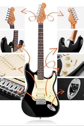 Electric Guitar with Coil-Split, Roasted Maple Neck, HSS Pickups, Beginner Kit with Amp and Bag C21096
