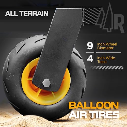 Folding Beach Utility Cart with Large Balloon Wheels, Rustproof Steel Frame H863