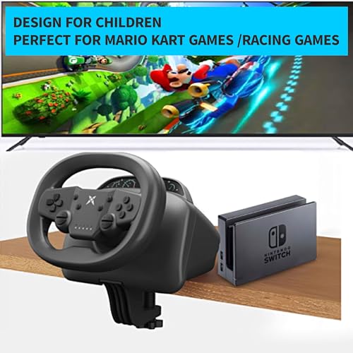 Gaming Steering Wheel, 270 Degree Racing Wheel with Dual-Vibration Motors, Wireless for PS4, PC, Switch, PS3, iOS, Android J201