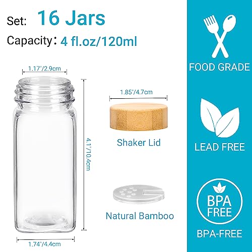 4 oz Glass Spice Jars with Bamboo Lids, 24 Pack with Labels and Funnel L631073