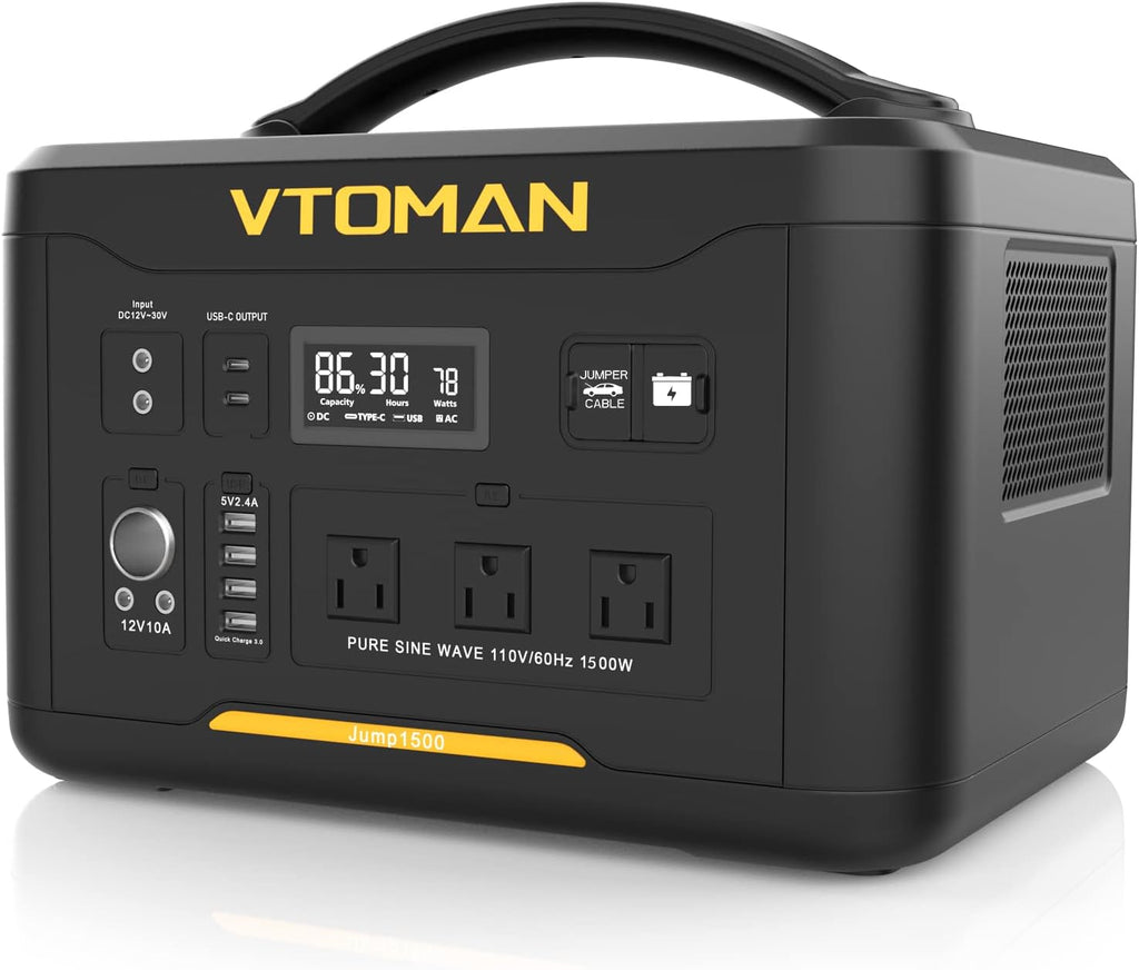 Portable Power Station 1000W, 1408Wh LiFePO4 Battery Generator with AC Outlets P485883