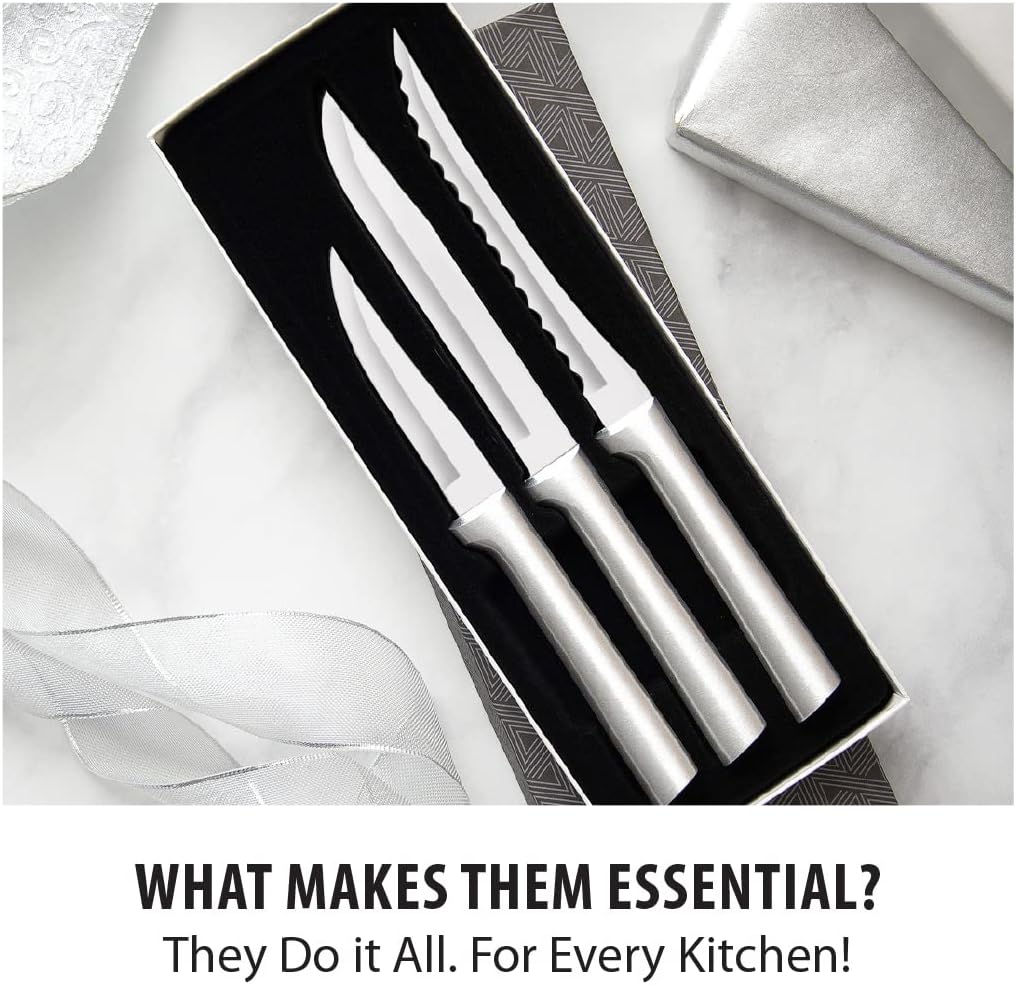 Stainless Steel 3-Piece Knife Set with Brushed Aluminum Handle V208