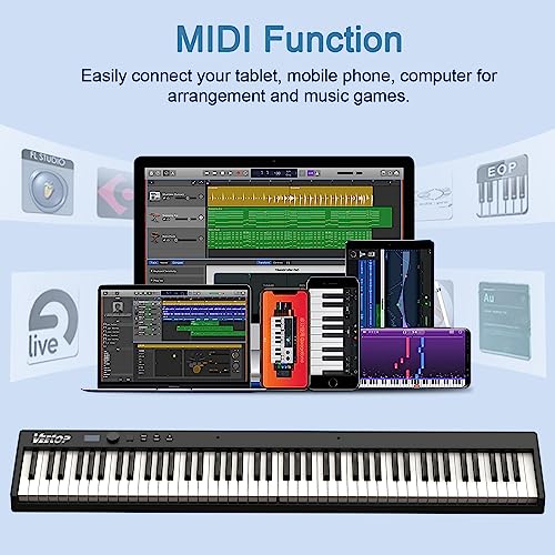 88 Key Folding Piano with Full Size Keys, Bluetooth MIDI, Portable Digital Piano C604511