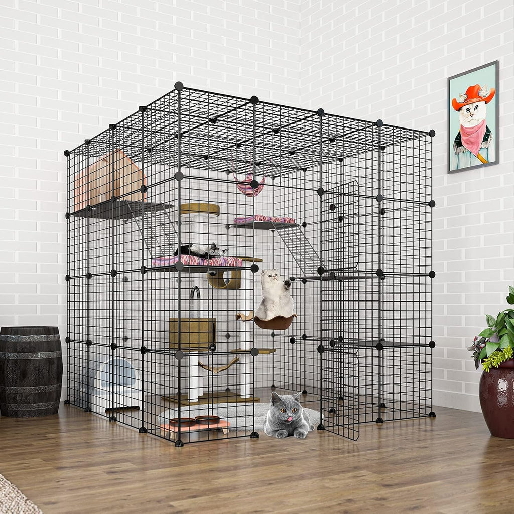 Large Cat Cage Indoor DIY Cat Playpen Detachable Metal Wire Kennels Crate N897