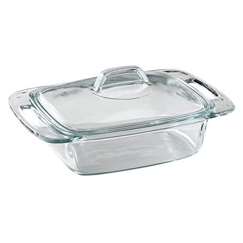 2-Qt Glass Casserole Dish with Lid, Tempered Glass Baking Dish with Large Handles O416053