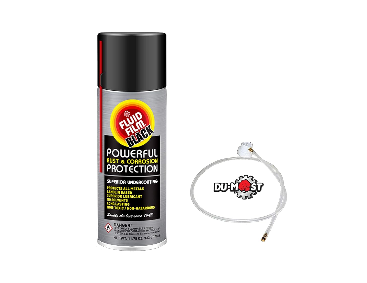 Fluid Film Black 12 Aerosol Cans with Extension Hose & Nozzle, Corrosion Prevention, Lubricant, Undercoating, 11.75 Oz D918