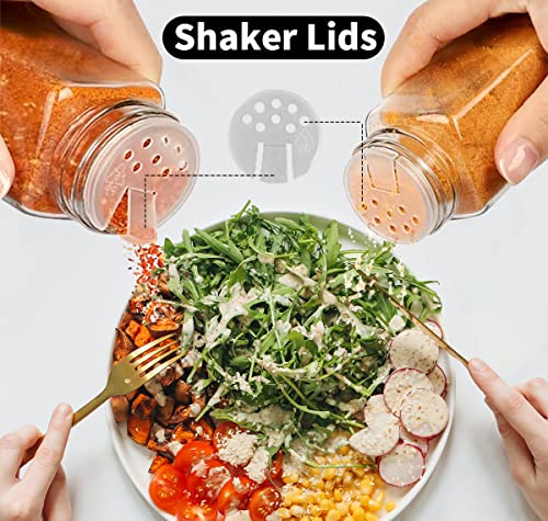 Glass Spice Jars with Labels, 4oz Square Containers with Metal Caps K17959