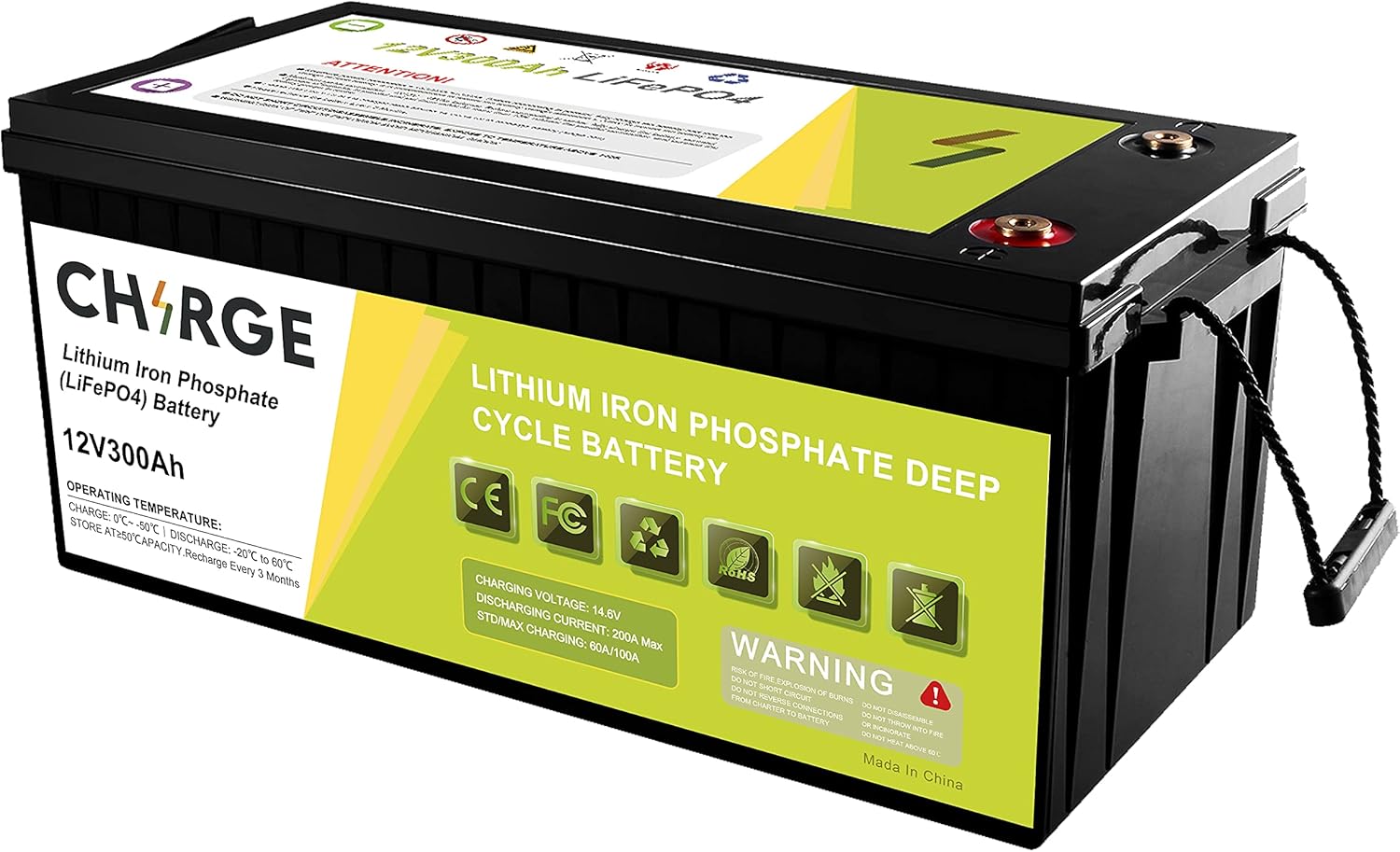12V 100Ah LiFePO4 Battery with Built-in BMS for RV, Home Energy Storage and Off-Grid I29606