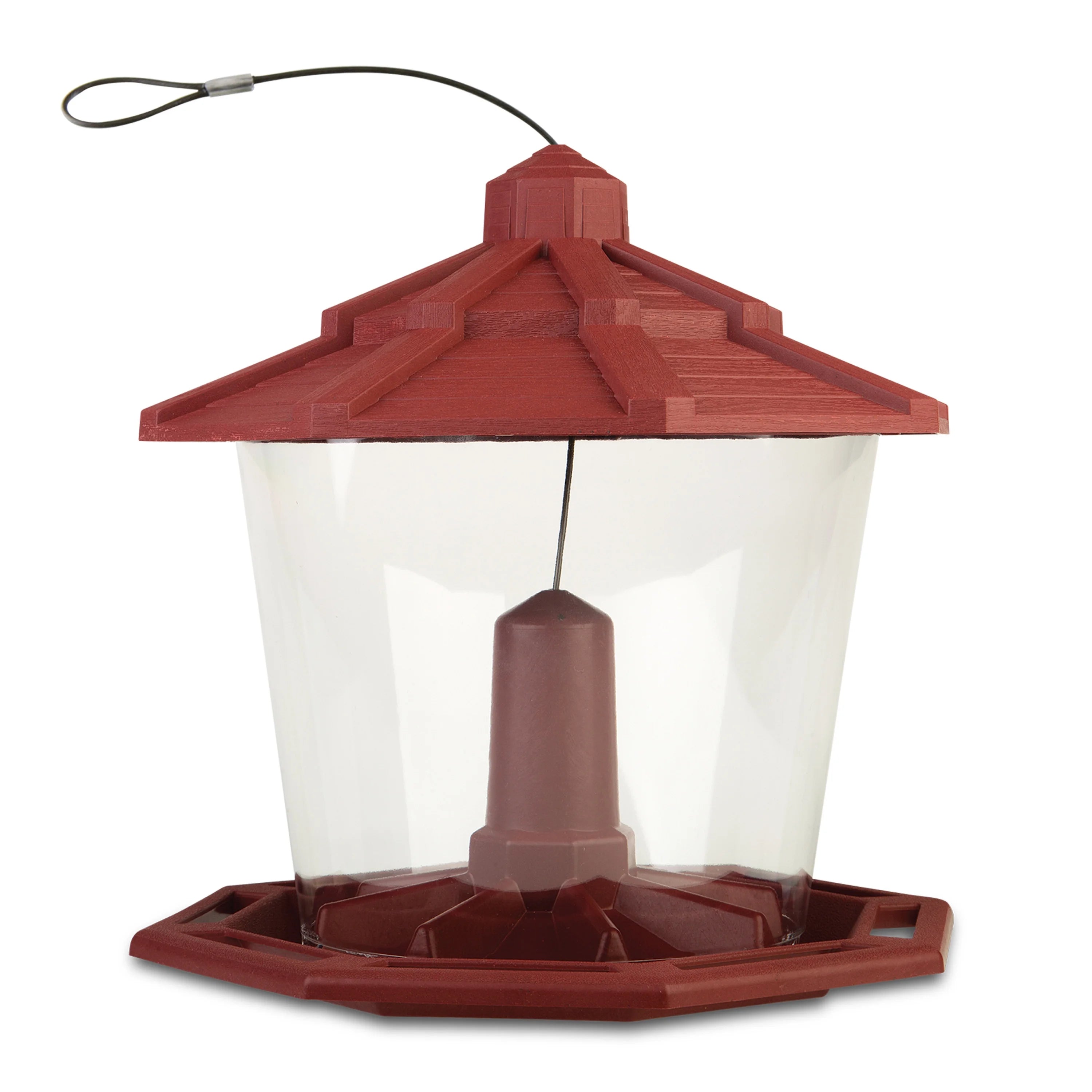 Red Recycled Plastic Wild Bird Hopper Feeder, 7 lb, 2 Pack K418