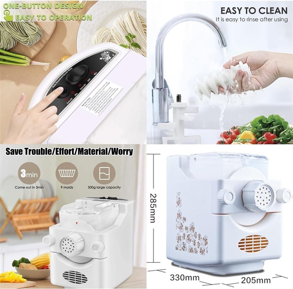 Electric Pasta Maker Machine, 180W Automatic Pasta Extruder for Spaghetti, Noodles, Dumpling Skin L94788