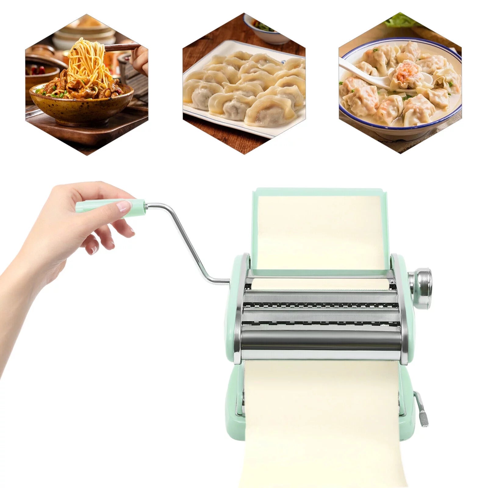 Pasta Maker & Roller Machine for Spaghetti and Fettuccine, Green R668
