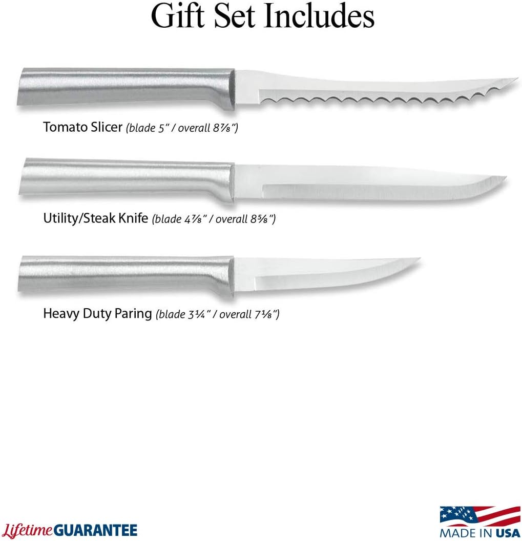 Stainless Steel 3-Piece Knife Set with Brushed Aluminum Handle V208
