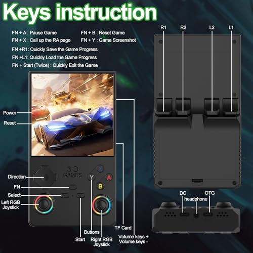 Handheld Game Console 4.0 Inch IPS Screen Retro Portable Arcade Y95927