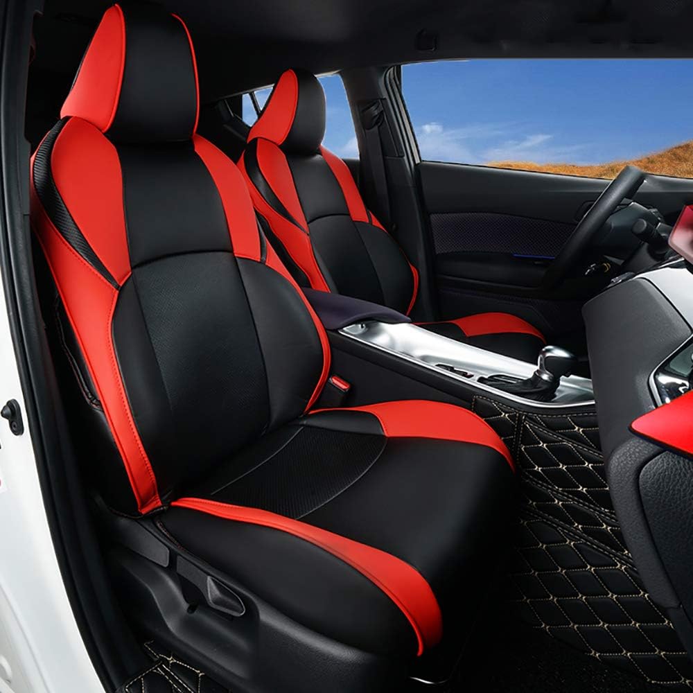 Car Seat Covers, 5D Ultra Comfort Leatherette Full Set for Toyota CHR 2017-2021, Black with Blue S6758