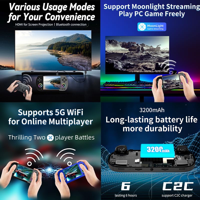 Retro Handheld Game Console with 4-Inch IPS Screen A575