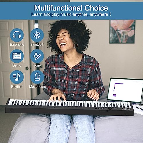 88 Key Folding Piano with Full Size Keys, Bluetooth MIDI, Portable Digital Piano C604511
