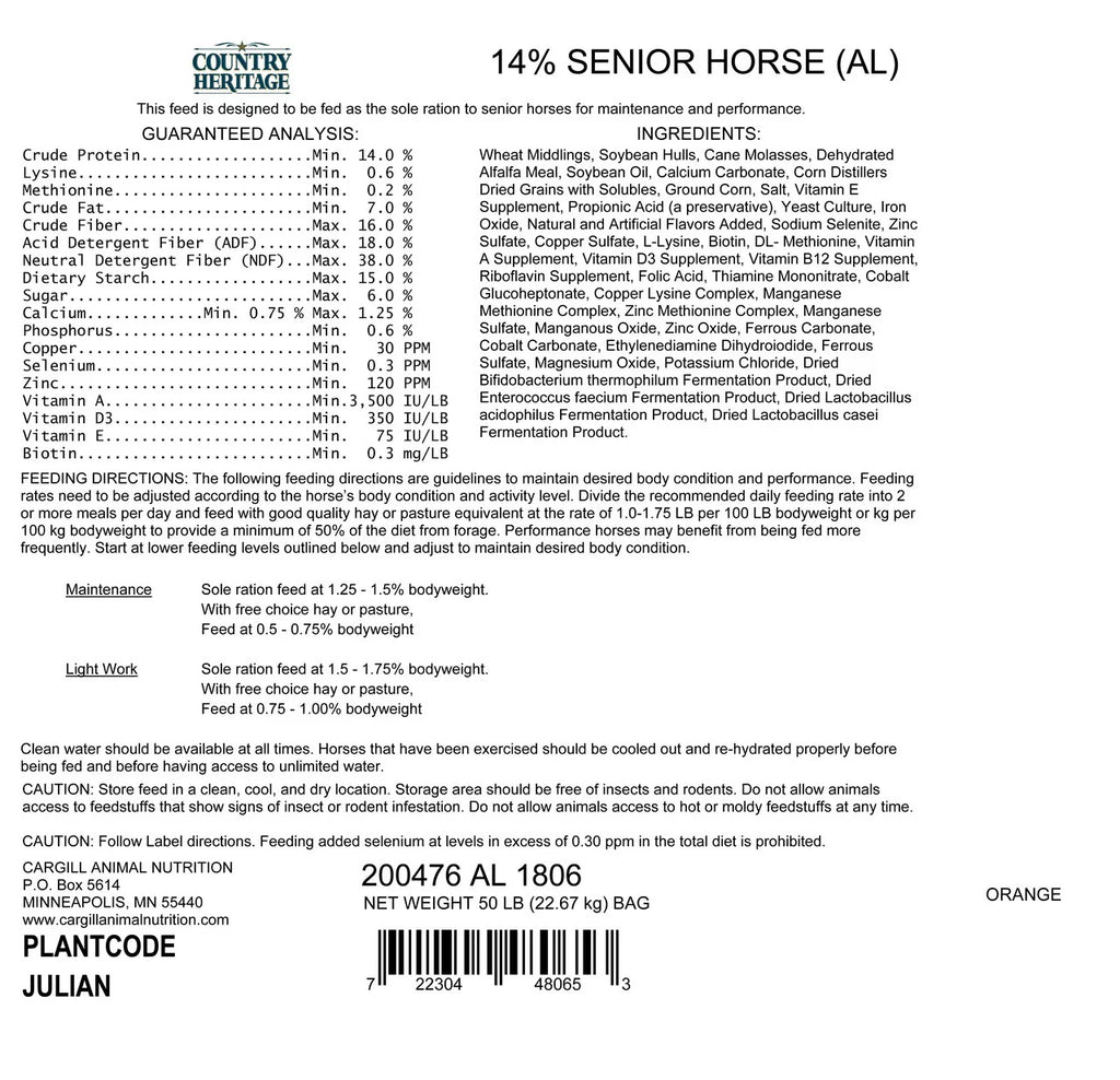 Senior Horse Textured Feed, 50 lb F28855