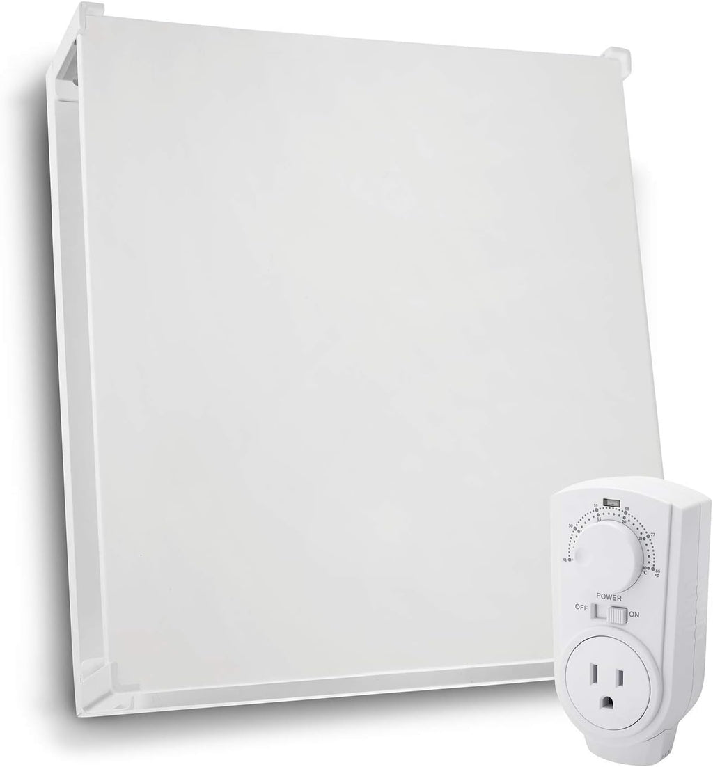 EconoHome Wall Mount Space Heater Panel - with Thermostat and Heat Guard Cover - 400W Convection Heater - For 120 Sq Ft Room - 120V - Save On Your Home Heating Costs - Overheat Protection