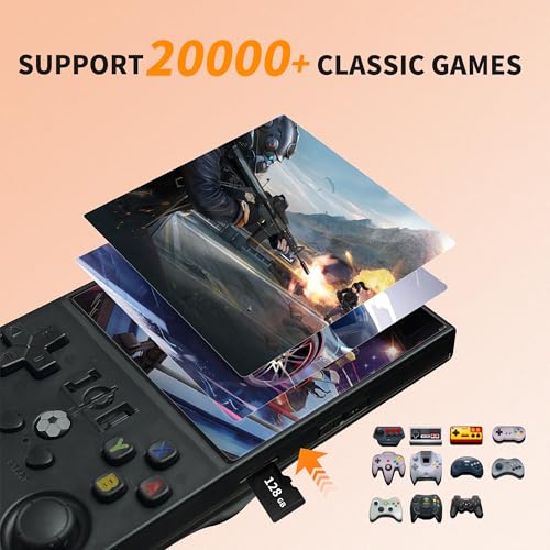Retro Handheld Game Console 128G White 4K HD 4" IPS Screen G515