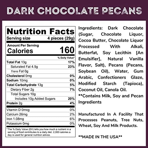 Dark Chocolate Covered Pecans - 3 Lb Tub I621869