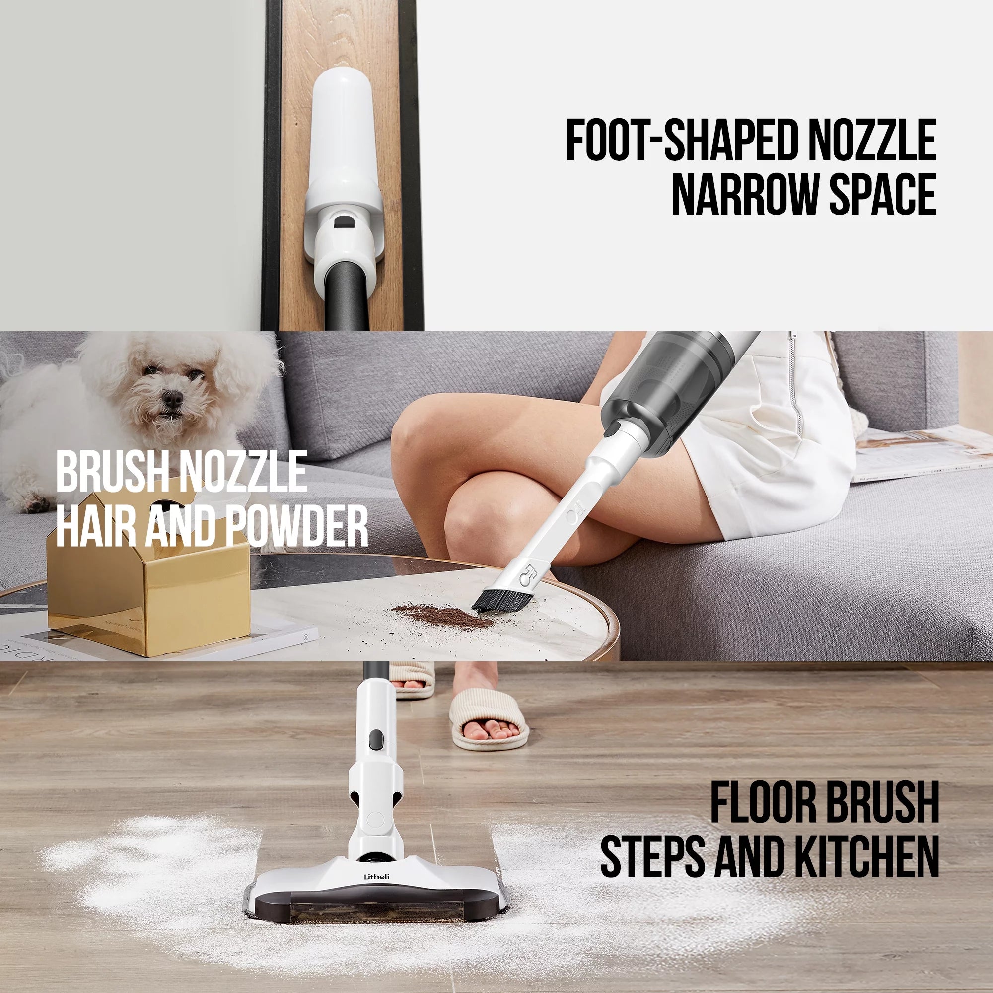 Cordless Vacuum Cleaner, 10000Pa Suction, Lightweight Handheld Stick Vacuum with 4Ah Battery D3032