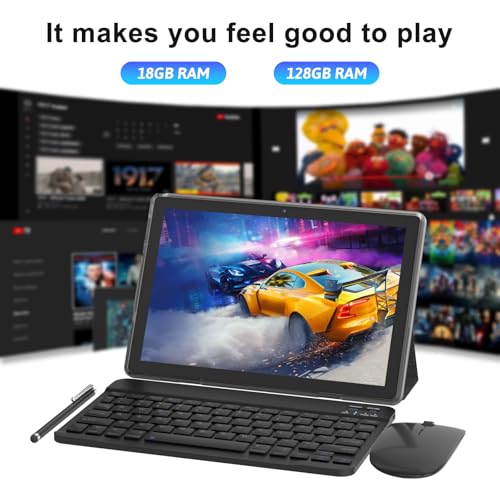 10 inch 2 in 1 Tablet with Keyboard Mouse Case Stylus, 8GB+64GB, IPS Touch Screen G53405
