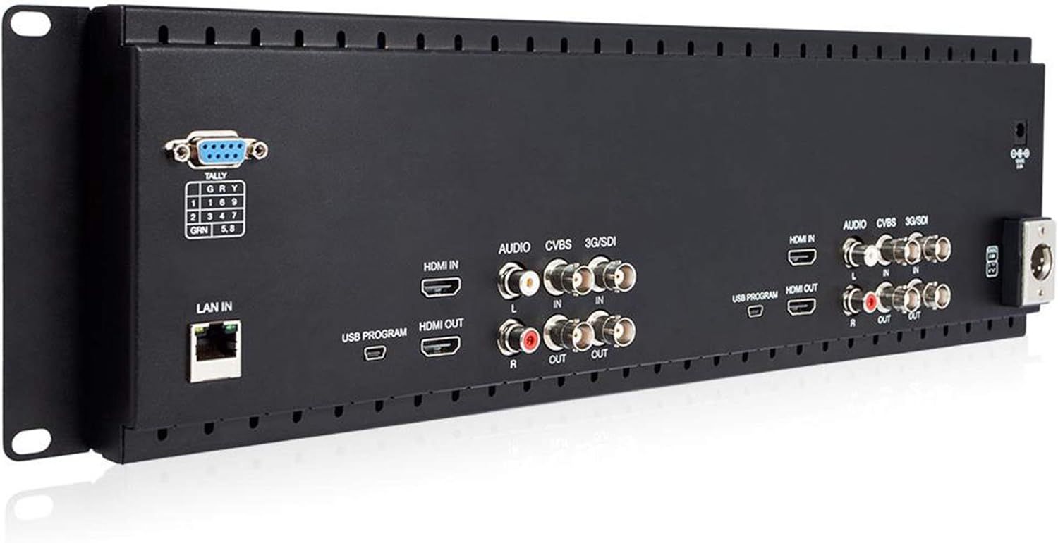 Dual 7" 3RU IPS 1280x800 Broadcast LCD Rack Mount Monitor with 3G-SDI, HDMI, AV Input and Output D71